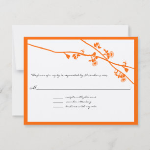 Orange Coral Wild Flower Branches Wedding RSVP Card