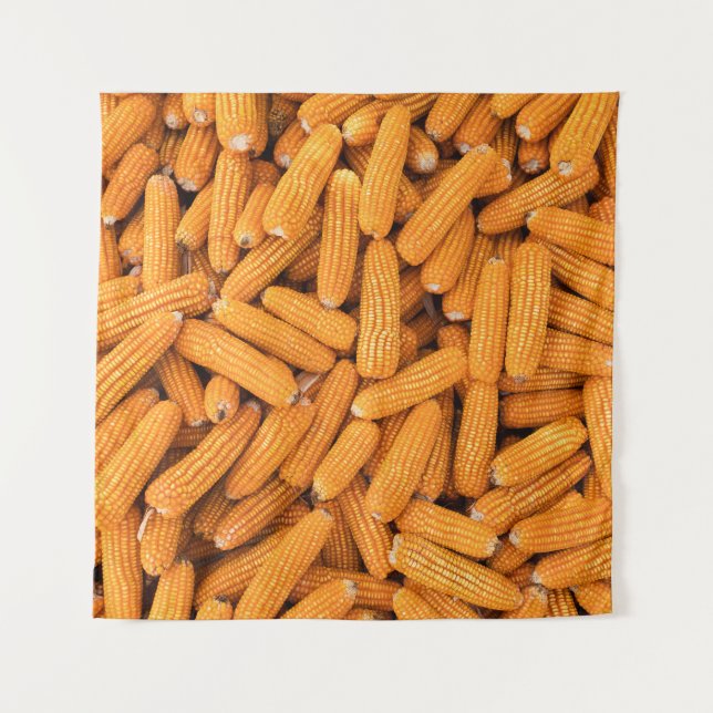 Orange Corn Cob: Harvest Agriculture Background Tapestry (Front)