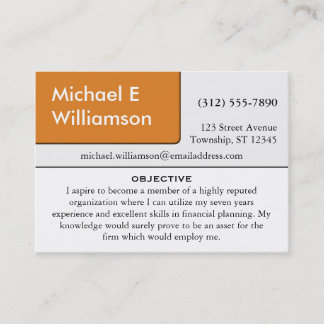 Orange Corner RESUME Business Cards