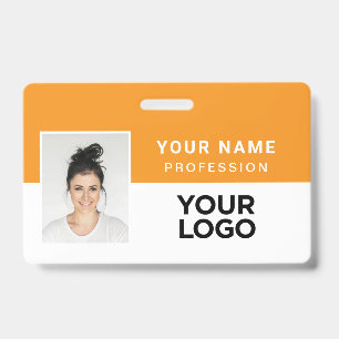 Orange Corporate Employee Photo Name Tag ID Badge