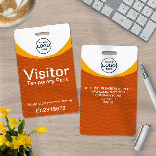 Orange Corporate Visitor Pass ID Custom Logo Badge