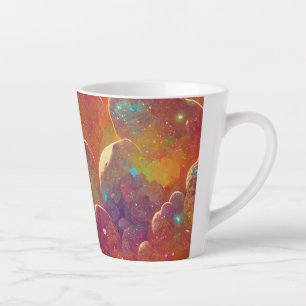 Orange Cosmic Cloud Repeating Pattern Latte Mug