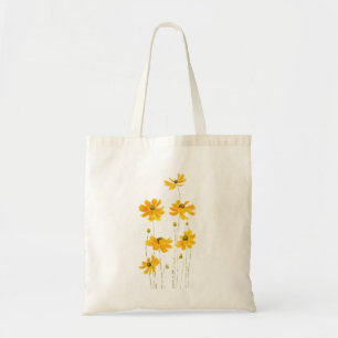 orange cosmos flower watercolor tote bag