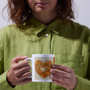 orange Cosy Fall vibes cocoa Pumpkin Leaves Coffee Mug