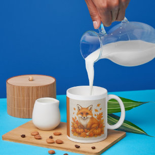 orange Cosy Fall vibes fox Pumpkin Leaves Coffee Mug