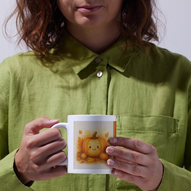 orange Cosy Fall vibes Pumpkin Leaves Coffee Mug (Creator Uploaded)
