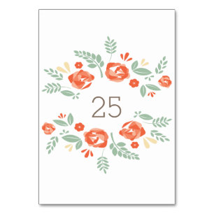 Orange Country Floral Table Card