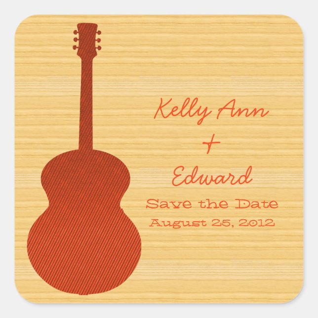 Orange Country Guitar Save the Date Stickers (Front)