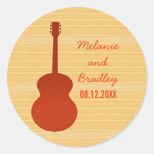 Orange Country Guitar Wedding Stickers (Front)