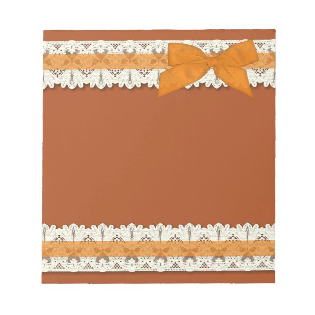 Orange country lace ribbon bow large notepad (Front)