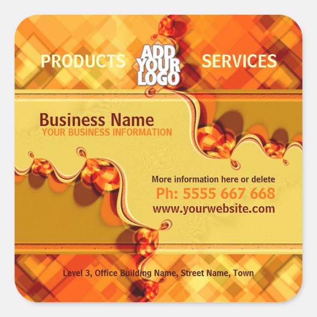 Orange Country Square w/ Logo Business Sticker (Front)