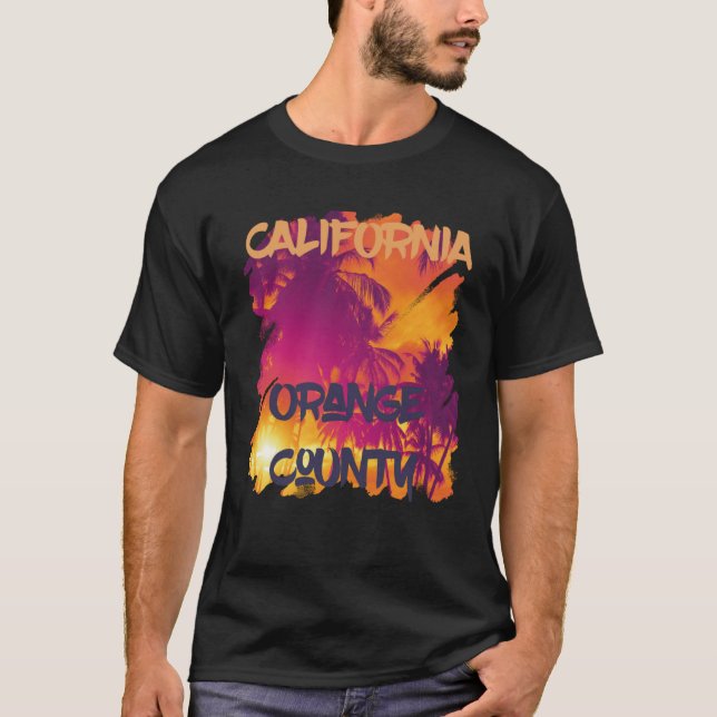 Orange County Beach Palm trees California Vacation T-Shirt (Front)