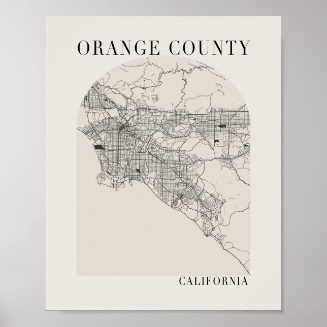 Orange County California Boho Arch Beige Poster (Front)
