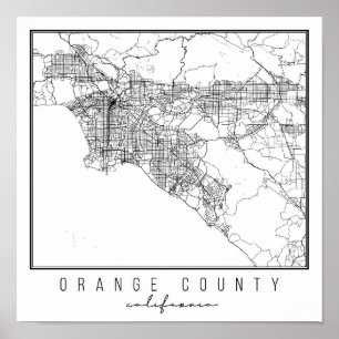 Orange County California Street Map Poster