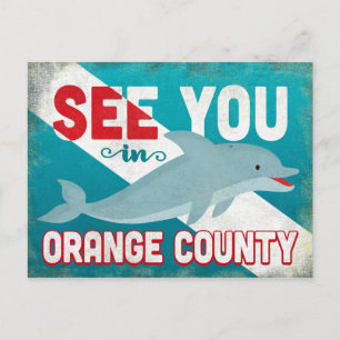Orange County Dolphin - Retro Vintage Travel Postcard