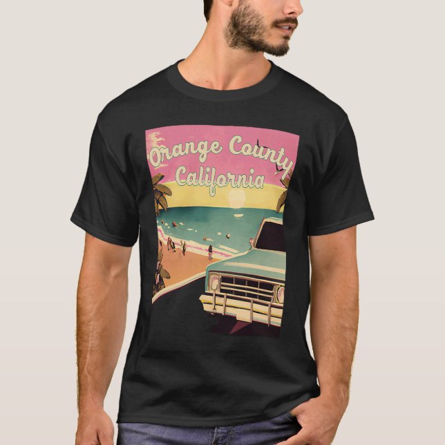 Orange County Retro Beach Vacation Souvenir Califo T-Shirt (Front)