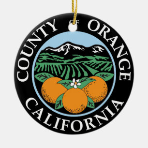 Orange county seal ceramic tree decoration
