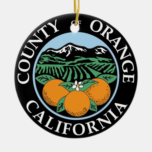 Orange county seal ceramic tree decoration (Front)