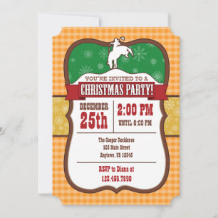 Orange Cowboy Christmas Party Invitation