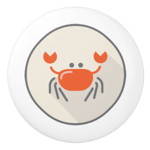 Orange Crab, Beach Coastal Living Design Ceramic Knob