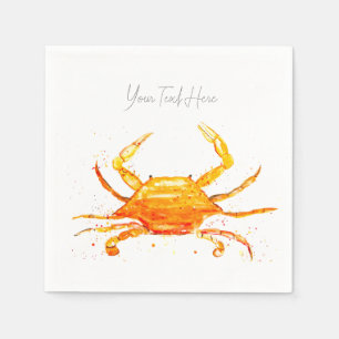 Orange Crab Blue Vintage Boho Beach Party Napkin