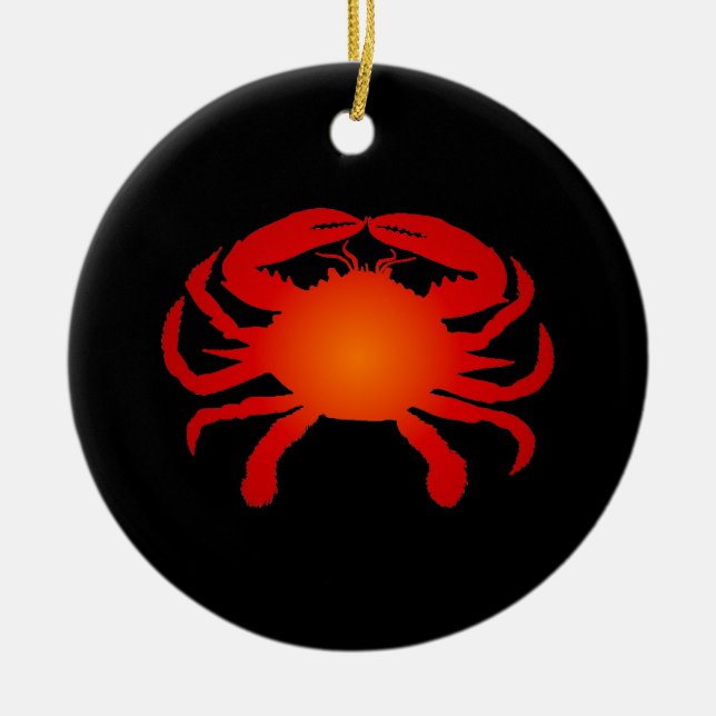 Orange Crab Ceramic Ornament (Front)