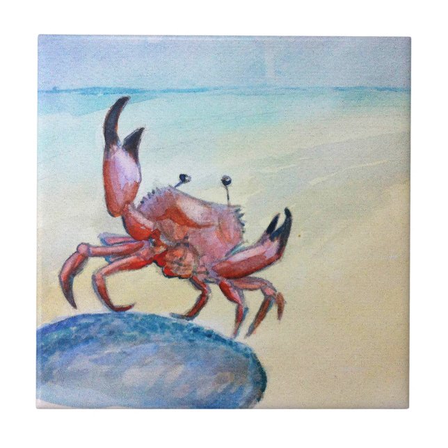 Orange Crab on the Beach Tile (Front)