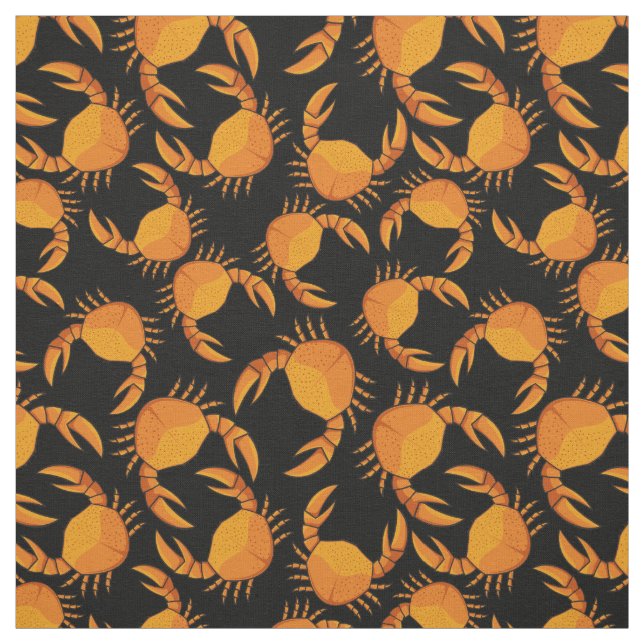 Orange Crab Pattern Fabric (Swatch)