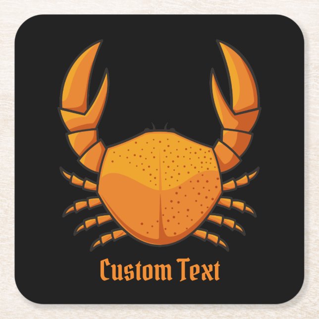 Orange Crab Square Paper Coaster (Front)