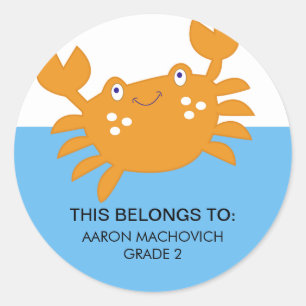 Orange Crab Sticker / Bookplate Label