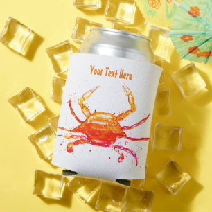 Orange Crab Vintage Boho Beach Party Can Cooler