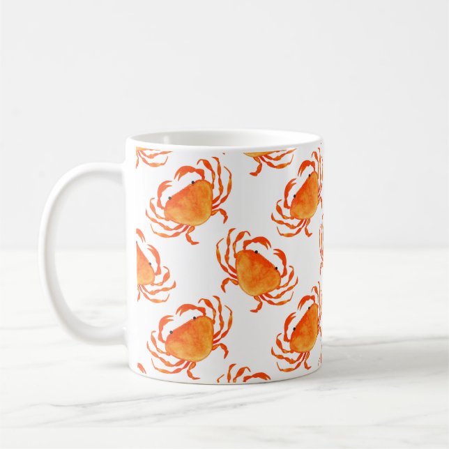Orange crabs seamless pattern coffee mug (Left)