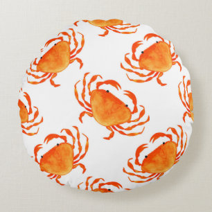Orange crabs seamless pattern round cushion