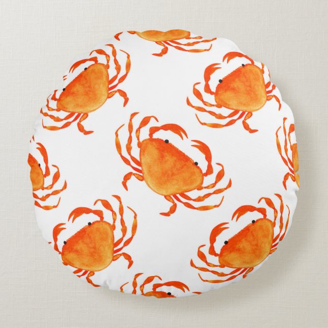 Orange crabs seamless pattern round cushion (Front)
