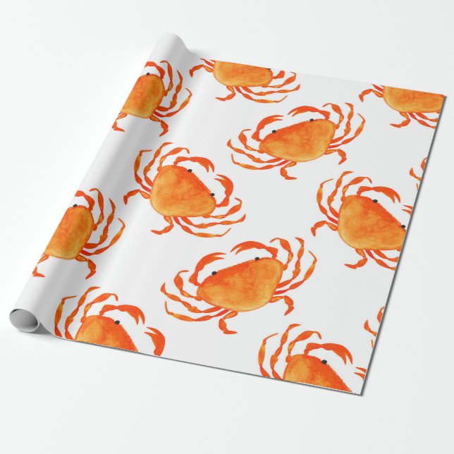 Orange crabs seamless pattern wrapping paper (Unrolled)