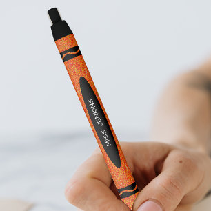 Orange Crayon Teacher Black Ink Pen