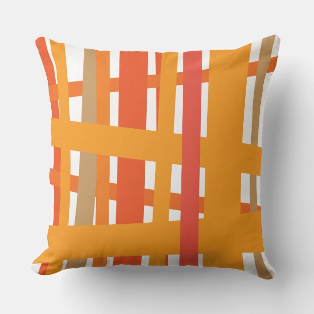 ORANGE CRAZY LINES DESIGN Retro Throw Pillow (Front)