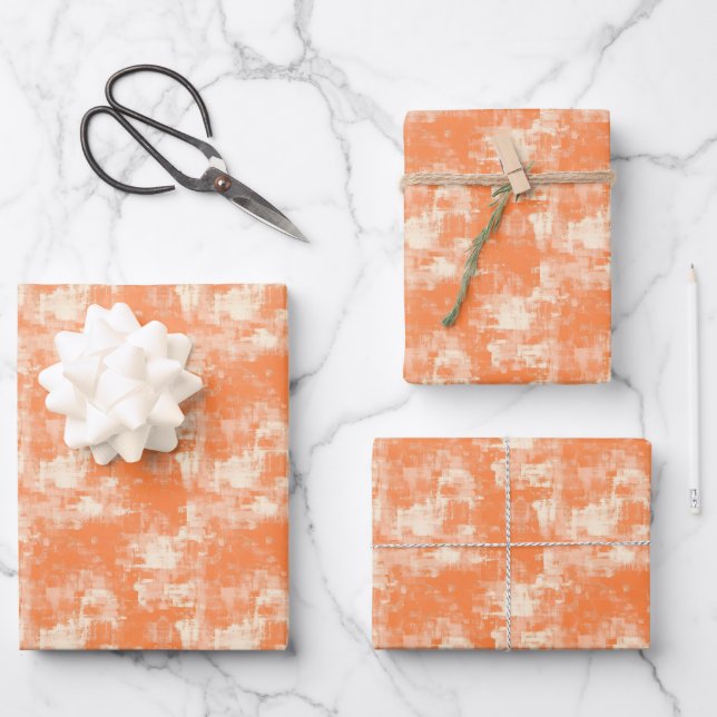 Orange & Cream Abstract Paint  Wrapping Paper Sheet (Front)