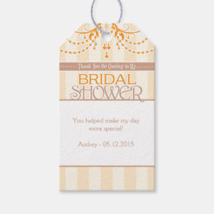 Orange Cream Brown Bridal Shower Favour Tags