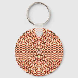 Orange, Cream, Brown Floral Art Seamless Key Ring