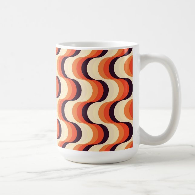 Orange, Cream, Brown Retro Fifties Abstract Art Coffee Mug (Right)