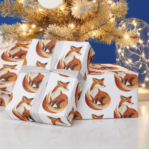 Orange Cream Foxes Wrapping Paper