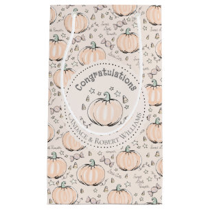Orange & Cream Little Pumpkin Baby Congratulations Small Gift Bag