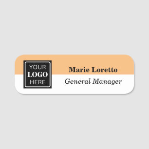 Orange Cream Peach Classic Elegant Office Name Tag