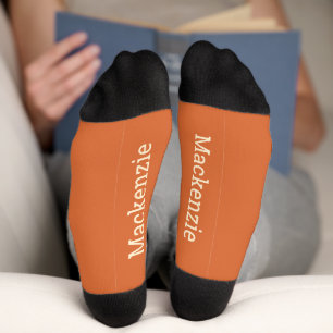 Orange Cream Personalised Name Monogram Bottom Socks