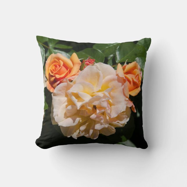 Orange Cream Roses Cushion (Front)