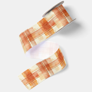 Orange Cream Stripes Satin Ribbon