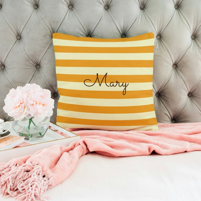 Orange & Cream Stripes with Name Cushion (Creator Uploaded)