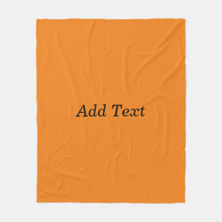 Orange Create Your Own Add Text Custom Fleece Blanket