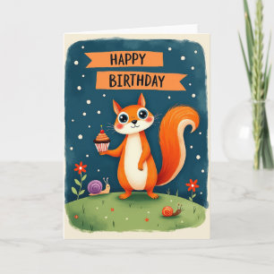 Orange Creature Birthday Card